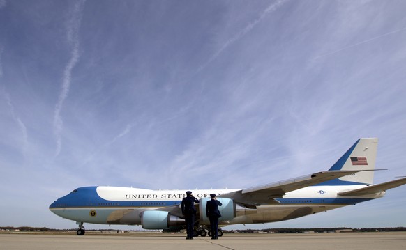 FILE - In this Nov. 6, 2016 file photo, military personnel salute as Air Force One, with President Barack Obama aboard, departs at Andrews Air Force Base, Md. President-elect Donald Trump wants the go ...