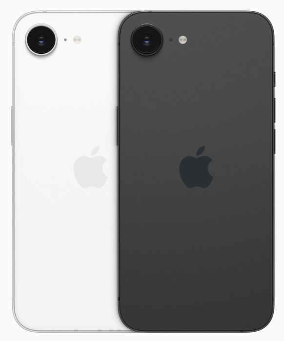 Nachrichten Linkding iPhone 16e, Rückseite, erhältlich in Weiss und Schwarz