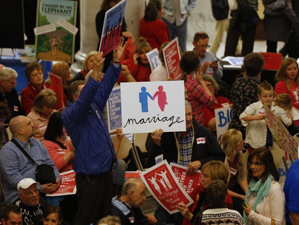 Demonstranten gegen die gleichgeschlechtliche Ehe in Utah: Der Gedanke, dass Eltern die sexuelle Neigung an ihre Kinder vererben könnten, empört konservative Kreise.