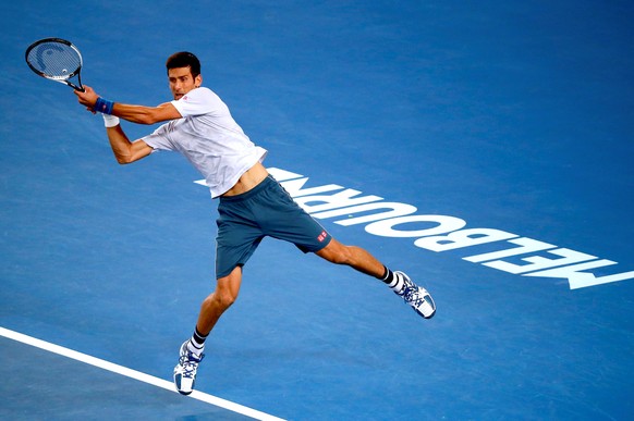 Serbia&#039;s Novak Djokovic hits a shot during a training session ahead of the Australian Open tennis tournament in Melbourne, Australia, January 13, 2017. REUTERS/David Gray