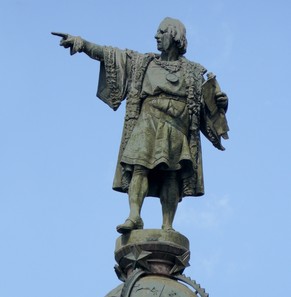 Standbild von Kolumbus in Barcelona.