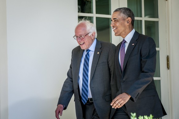 Bernie Sanders beim Treffen mit Barack Obama letzte Woche im Weissen Haus.