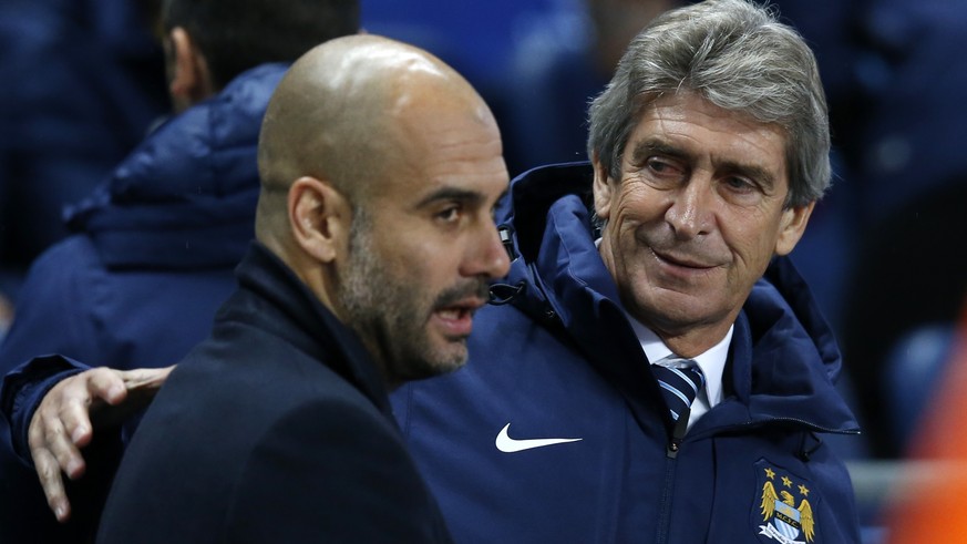 Guardiola (links) und Pellegrini: Der Spanier übernimmt bei Man City.