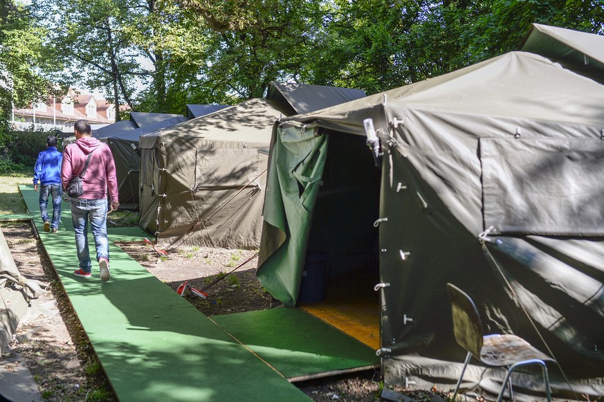 In Aarau schlafen Asylsuchende vorübergehend in Zelten.
