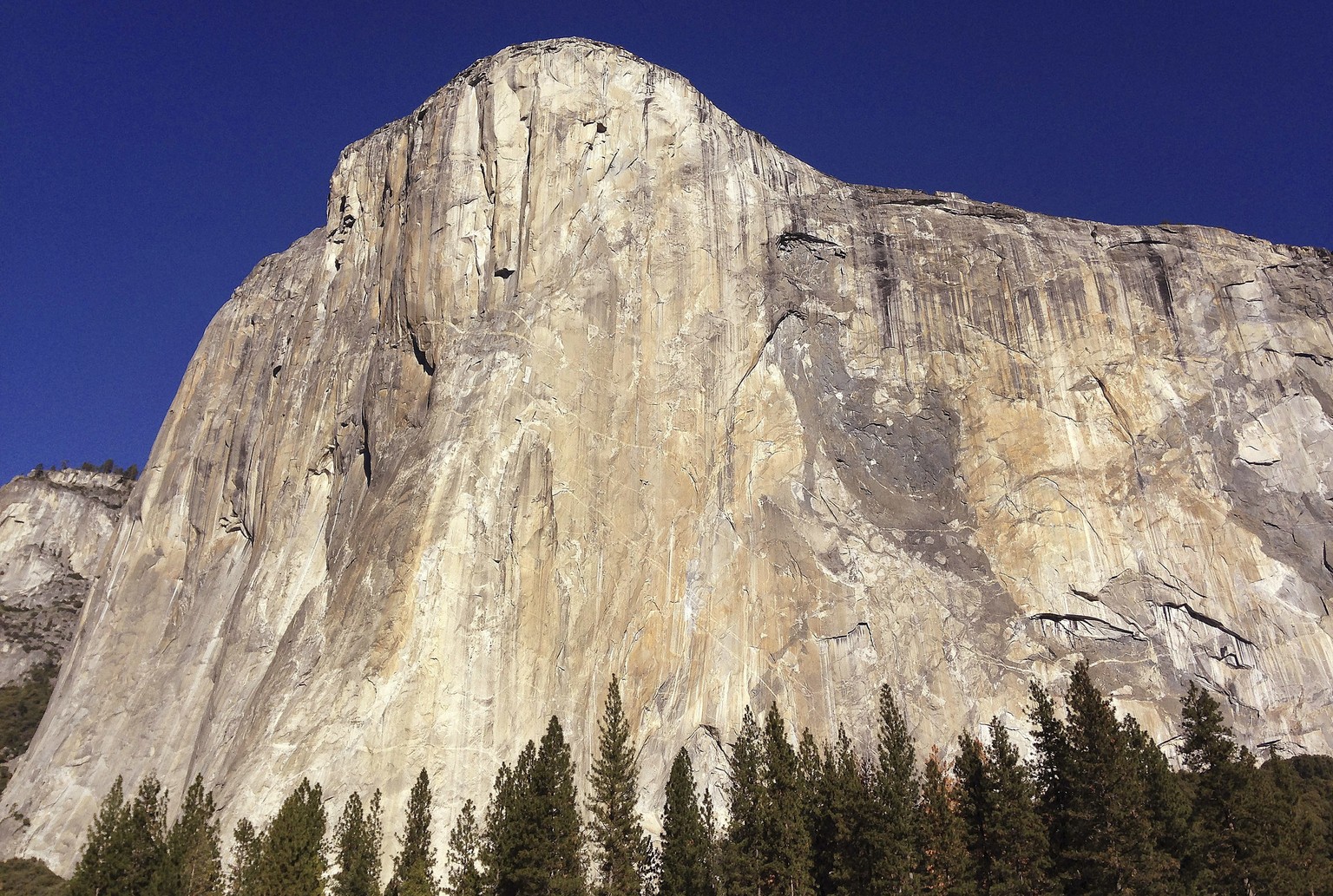 FILE - This Jan. 14, 2015, file photo, shows El Capitan in Yosemite National Park, Calif. A climber from the Czech Republic has scaled the rock wall found in record time. A spokesman for Black Diamond ...