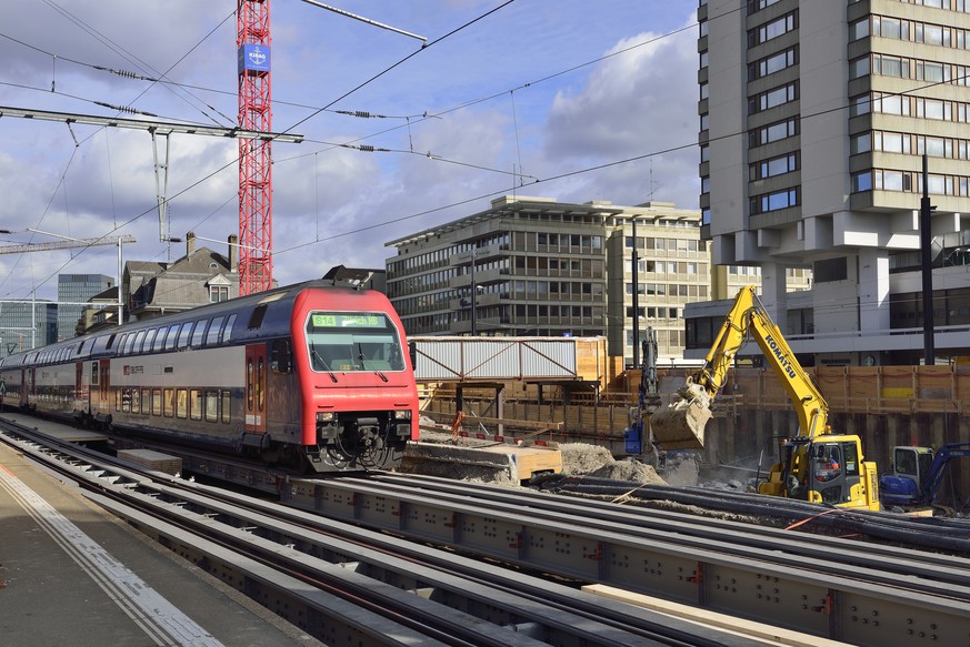 Baustelle der Durchmesserlinie am Bahnhof Oerlikon.