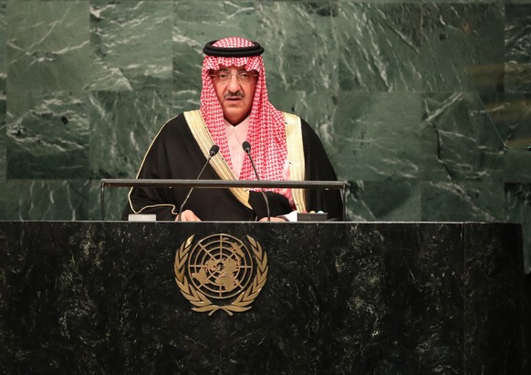 epa05550772 Prince Mohammed bin Naif bin Abdulaziz 
Al-Saud, Crown Prince of the Kingdom of Saudi Arabia addresses the General Debate of the 71st Session of the United Nations General Assembly at UN h ...