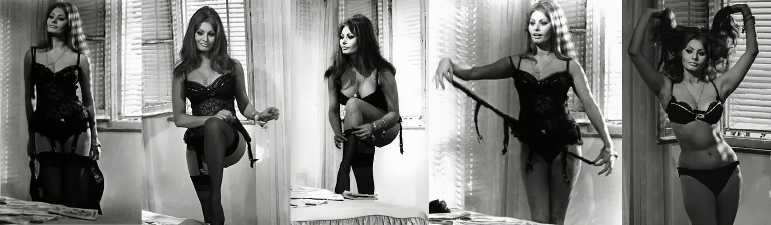 Sophia Loren in&nbsp;«Ieri, oggi, domani»: Der einzige Makel ist, dass wir auf diesen Bildern ihren Hintern gar nicht so frei zu Gesicht bekommen, aber die Aktrice muss ohnehin als Gesamkunstwerk betr ...