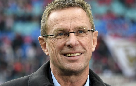FILE - In this Nov. 6, 2016 file picture Leipzig&#039;s sports director Ralf Rangnick smiles prior to the German first division Bundesliga soccer match between RB Leipzig and 1. FSV Mainz 05 in Leipzi ...