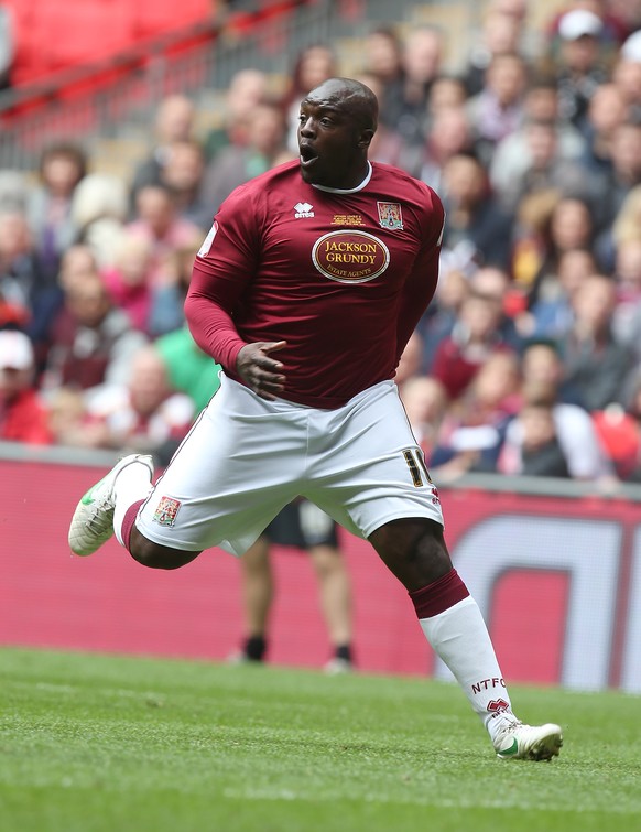 LONDON, ENGLAND - MAY 18: Adebayo Akinfenwa of Northampton Town in action during the npower League Two Play Off Final between Bradford City and Northampton Town at Wembley Stadium on May 18, 2013 in L ...
