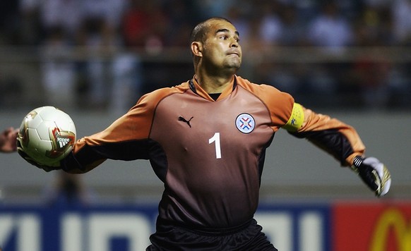 SEOGWIPO - JUNE 12: Jose Luis Chilavert of Paraguay in action during the FIFA World Cup Finals 2002 Group B match between Slovenia and Paraguay played at the Seogwipo-Jeju World Cup Stadium, in Seogwi ...