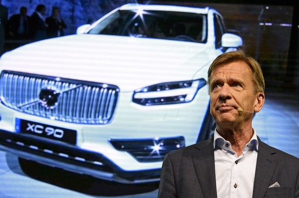 epa06067128 (FILE) - Hakan Samuelsson President and CEO, Volvo Car Group talks about the XC90 at the North American International Auto Show, at the Cobo Center in Detroit, Michigan, USA, 12 January 20 ...