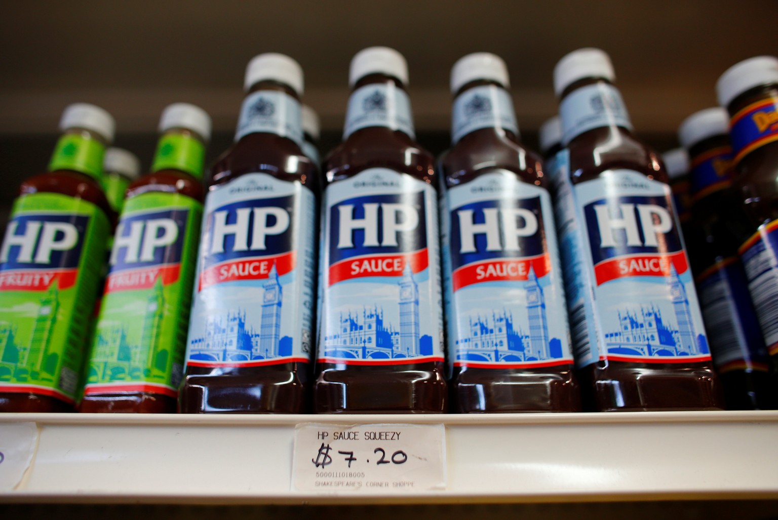 HP sauce is shown for sale at Shakespeare&#039;s Corner Shopppe, a store catering to all things British from food to tea pots, in San Diego, California, U.S. June 28, 2016. REUTERS/Mike Blake
