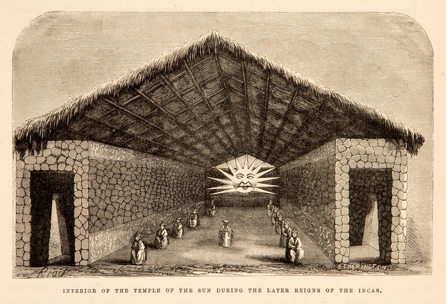 Der Sonnentempel während der späten Herrschaft der Inkas aus Paul Marcoys Reisetagebuch,1875.