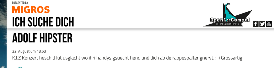 Eintrag auf der Gampel-Website im «Ich suche dich»-Bereich.