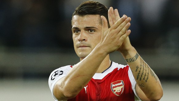 Football Soccer - Paris Saint-Germain v Arsenal - UEFA Champions League Group Stage - Group A - Parc des Princes, Paris, France - 13/9/16
Arsenal&#039;s Granit Xhaka applauds fans after the game 
Re ...