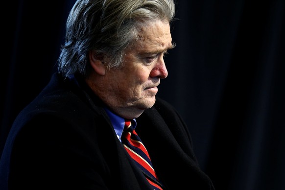 White House Senior Advisor Steve Bannon attends a roundtable discussion held by U.S. President Donald Trump with auto industry leaders at the American Center for Mobility in Ypsilanti Township, Michig ...