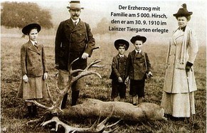 Schiesswütig: Franz Ferdinand mit seinem 5000. Hirsch.
