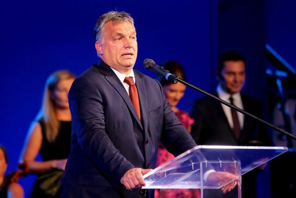 epa05527763 Hungarian Prime Minister Viktor Orban delivers a speech after receiving &#039;Man of the Year&#039; Economic Forum Award, during the XXVI Economic Forum in Krynica-Zdroj, southern Poland,  ...