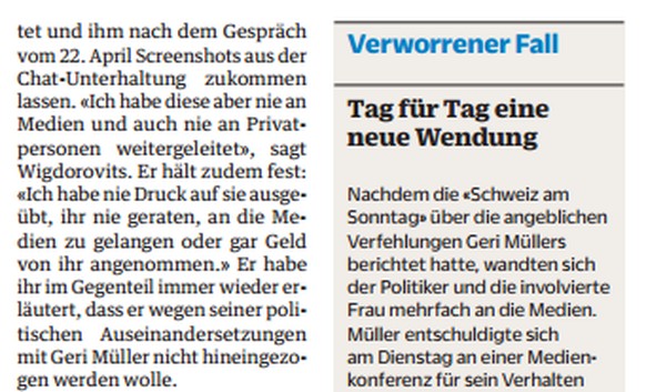 Ausschnitt aus einem Artikel der «NZZ am Sonntag» vom 24. August 2014.