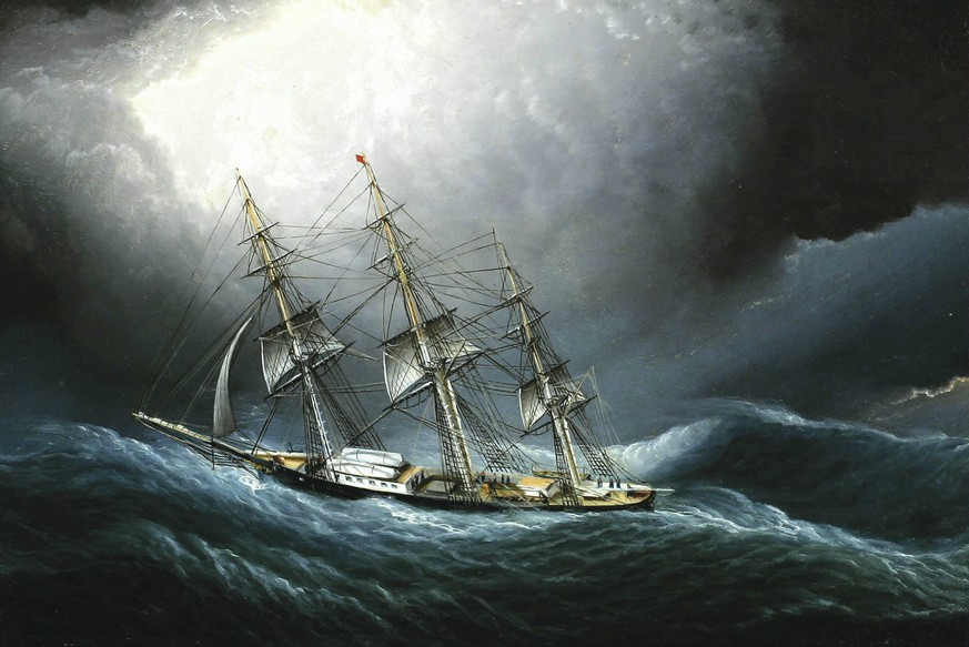 Auch für die schnellen Frachtsegelschiffe des 19. Jahrhunderts war das Kap Hoorn ein gefährlicher Ort: «Klipper in einem Sturm vor Kap Hoorn» – Gemälde von James E. Buttersworth.&nbsp;