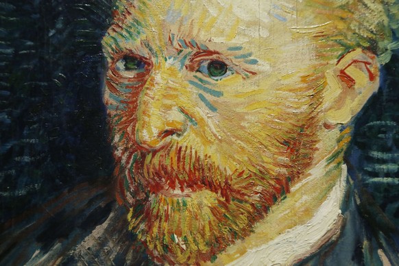 Brush strokes are seen in a detail from the oil painting &quot;Portrait de l&#039;Artiste&quot;, Autumn 1887, a self-portrait by Vincent van Gogh during press day for the exhibition, &quot;Van Gogh/Ar ...