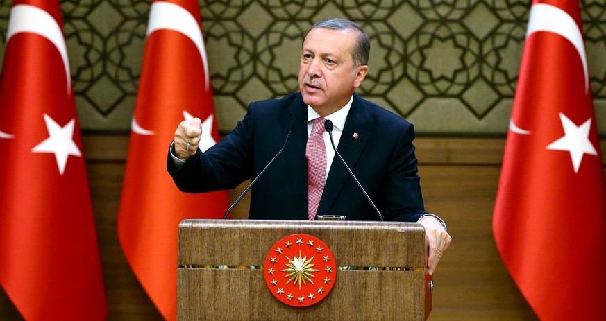 Turkey&#039;s President Recep Tayyip Erdogan speaks during an event for foreign investors, in Ankara, Turkey, on Tuesday, Aug. 2, 2016. Erdogan said, once more blasted unnamed Western countries which  ...