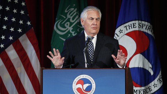 Secretary of State Rex Tillerson speaks at the U.S.-Saudi Arabia CEO Summit, Wednesday, April 19, 2017, at the U.S. Chamber of Commerce in Washington. (AP Photo/Manuel Balce Ceneta)