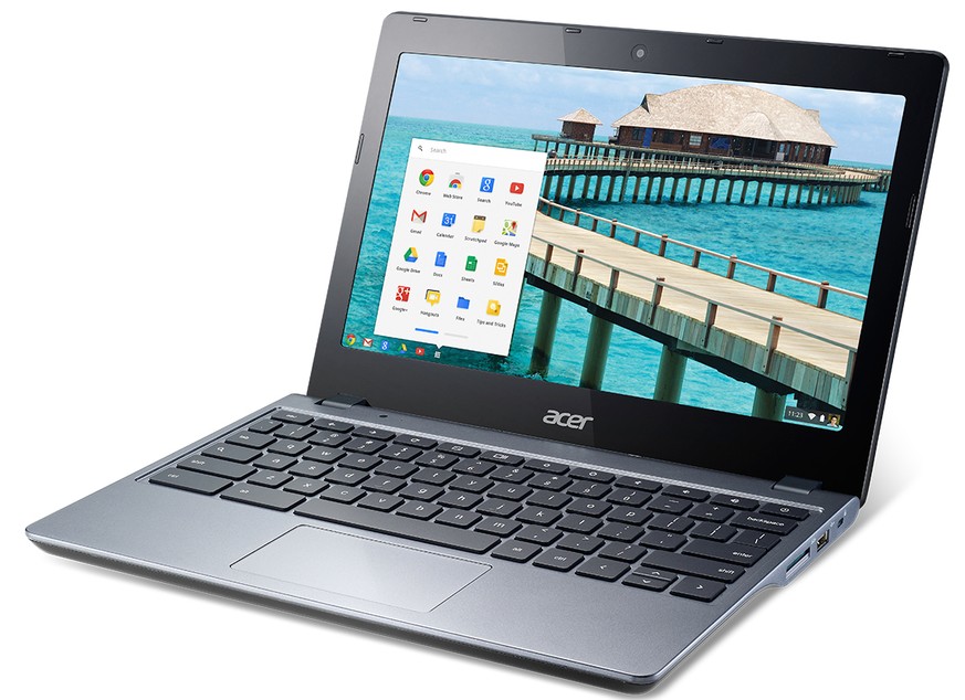 This undated image provided by Acer shows an Acer non-touch C720 Chromebook. Travel guru Arthur Frommer recommends the Chromebook as ultra-cheap and ultra-light, and because this model can be found fo ...