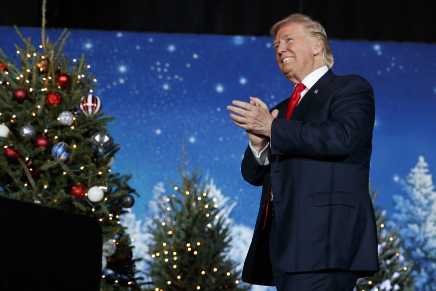 President-elect Donald Trump arrives to speak during a rally at the Orlando Amphitheater at the Central Florida Fairgrounds, Friday, Dec. 16, 2016, in Orlando, Fla. (AP Photo/Evan Vucci)