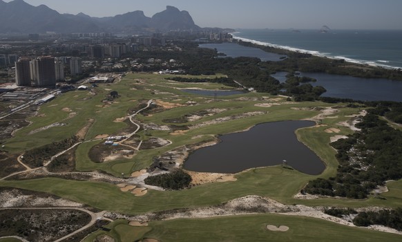 Aerial view of the Olympic Golf Course in Rio de Janeiro, Brazil, Monday, Aug. 1, 2016. The Summer Games start Aug. 5. (AP Photo/Felipe Dana)