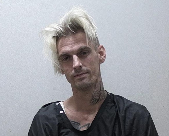 This undated photo provided by the Habersham County Sheriff&#039;s Office shows Aaron Carter. Authorities say singer Aaron Carter and his girlfriend have been arrested on DUI and drug charges in Georg ...