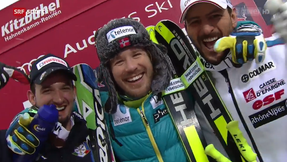 Jansrud, Paris und Fayed haben gut lachen.