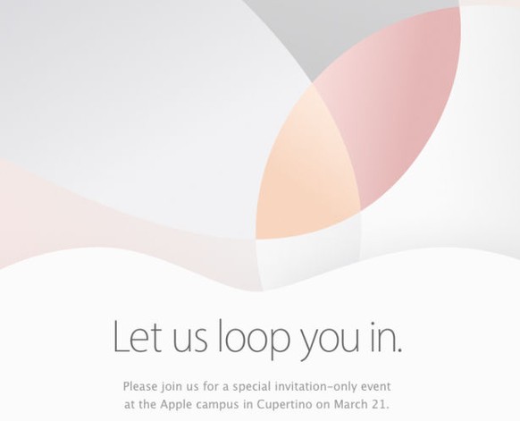 Einladung in zarten Pastellfarben: Was will uns Apple mit dem Slogan «Let us loop you in» sagen?