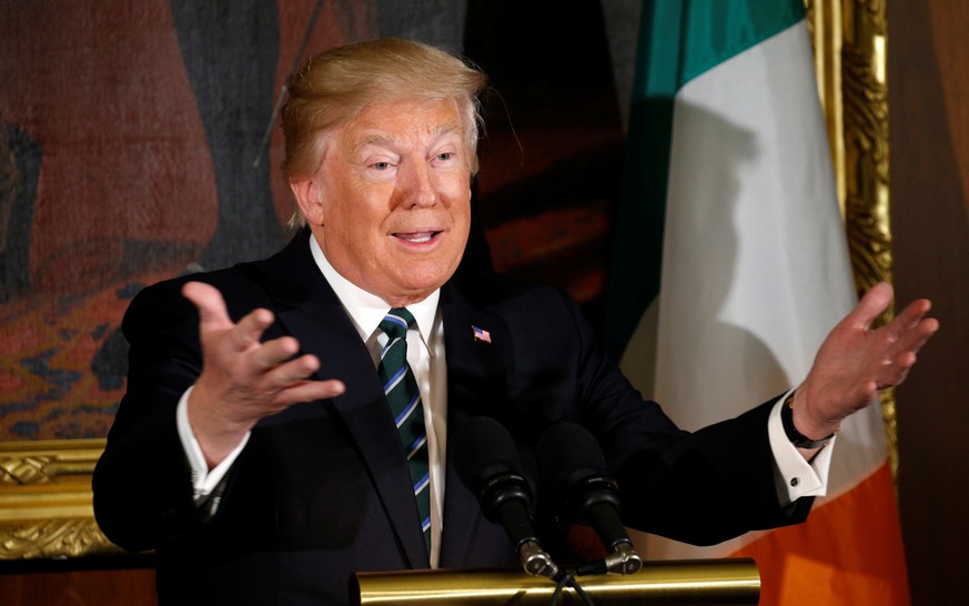 U.S. President Donald Trump speaks at the annual Friends of Ireland St. Patrick’s Day lunch honoring Irish Taoiseach Enda Kenny in the U.S. Capitol in Washington, U.S., March 16, 2017. REUTERS/Kevin L ...