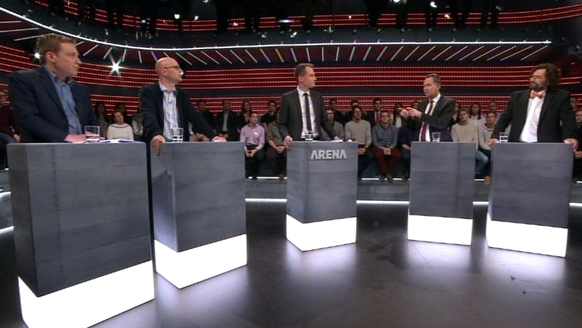 Die «Arena»-Gäste von links nach rechts: Reimann, Stojanovic, Müller und Geiser.