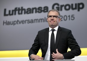 CEO der Lufthansa-Gruppe,&nbsp;Carsten Spohr, an der Generalversammlung Ende April 2015 in Hamburg.