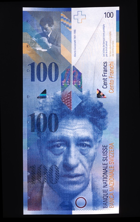 ZUM 50. TODESTAG DES SCHWEIZER BILDHAUERS, MALERS UND GRAFIKERS ALBERTO GIACOMETTI AM MONTAG, 11. JANUAR 2016, STELLEN WIR IHNEN FOLGENDES BILDMATERIAL ZUR VERFUEGUNG - Schweizer Banknote, Einhundert  ...