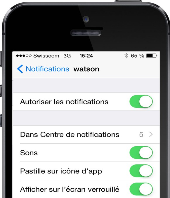 &gt; Réglages &gt; Notifications &gt; Afficher &gt; «Application»
