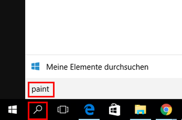 Alternativ findest du das Programm «Paint» auch im Startmenü.