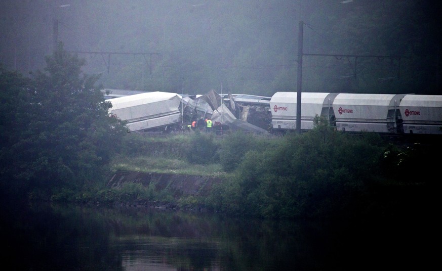 Blick auf die Unfallstelle in&nbsp;Hermalle-sous-Huy.