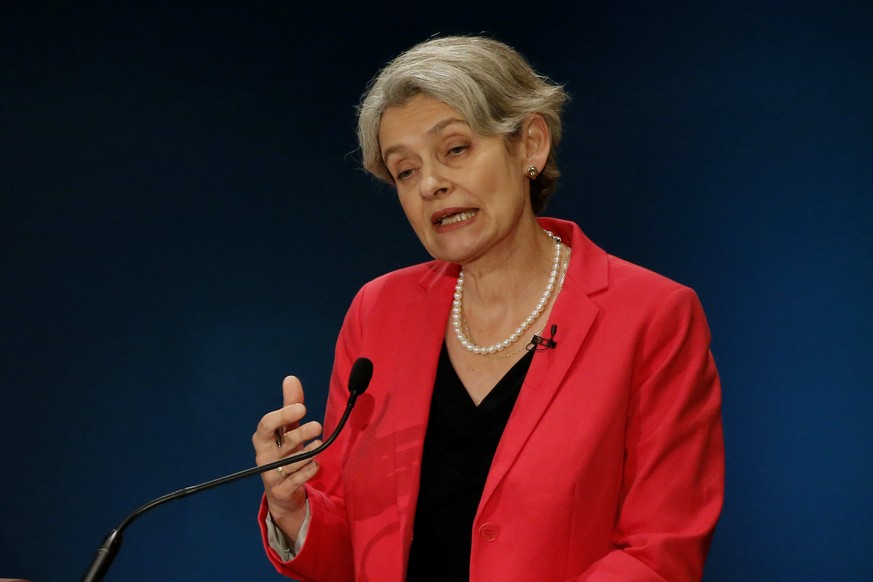 Die Bulgarin Irina Bokova, derzeit UNESCO-Generalsekretärin, debatiert mit anderen Kandidaten für das höchste Amt in der UNO.