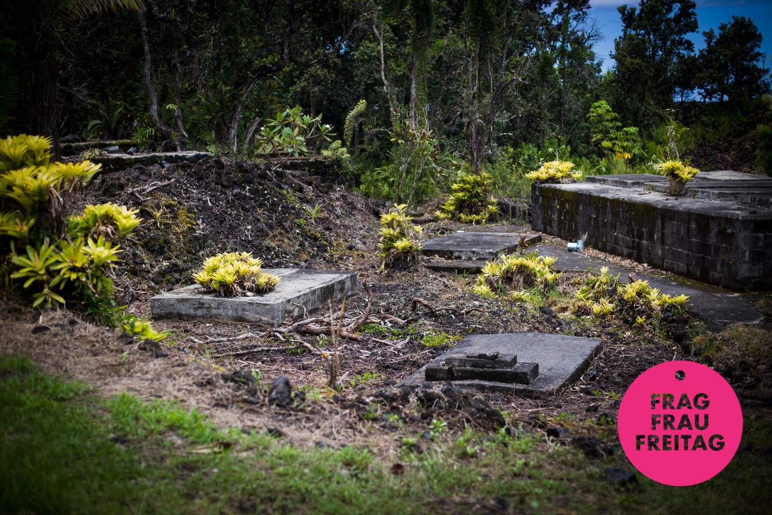 Ein verlassener und verwunschener Friedhof auf Big Island, Hawaii.