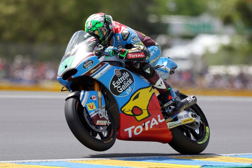 epa05978834 Italian Moto 2 rider Franco Morbidelli of EG 0,0 Marc VDS during the Moto 2 race of the French Motorcycling Grand Prix at Le Mans race track, Le Mans, France, 21 May 2017. EPA/EDDY LEMAIST ...