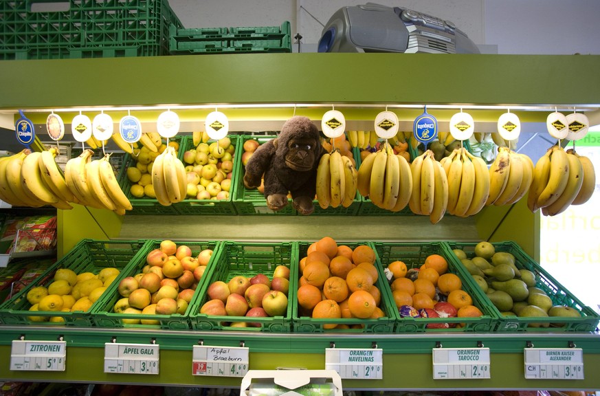 THEMENBILD ZUR BMK DER GENOSSENSCHAFTLICHEN UNTERNEHMENSGRUPPE FENACO --- Bananas, apples, pears and oranges in the Landi store in Oberbalm in the canton of Bern, Switzerland, pictured on March 7, 200 ...