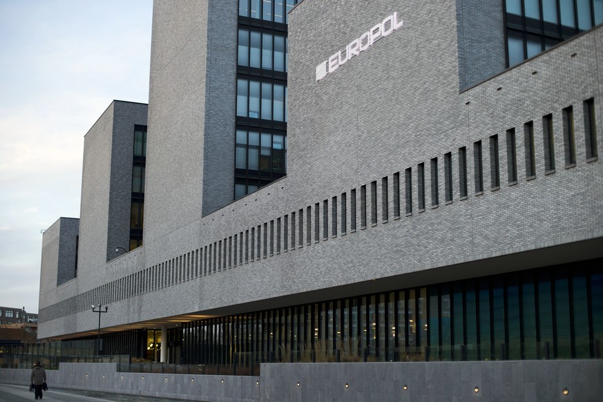 FILE - This is Friday, Jan. 16, 2015 file photo of the European police agency Europol in The Hague, Netherlands. Europol said Thursday Dec. 1, 2016, that five arrests have been made in connection with ...