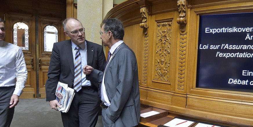 Philipp Müller (rechts) mit Hansjörg Knecht im Bundeshaus.