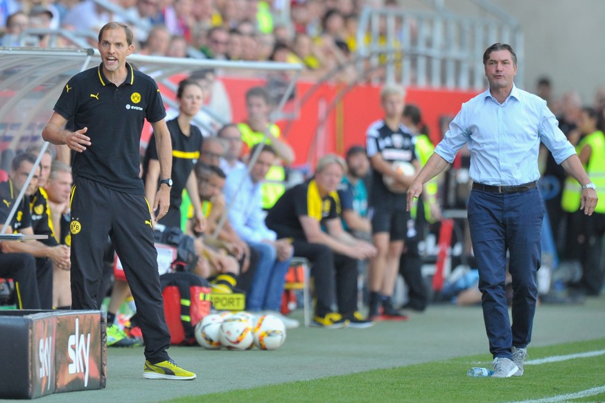 Regen sich fürchterlich auf: Trainer Tuchel (links) und Sportchef Zorc.