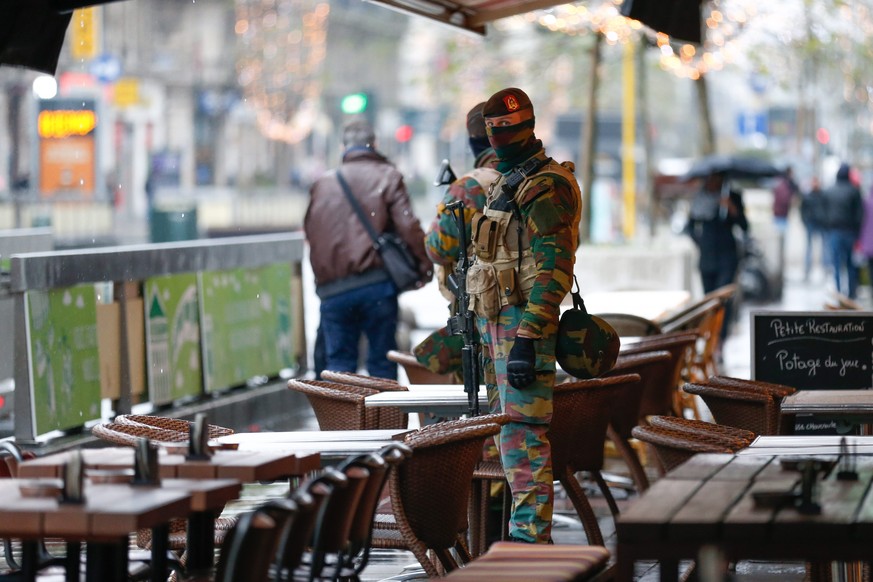 Statt Restaurantgäste Soldaten: Brüssel am Mittwoch.