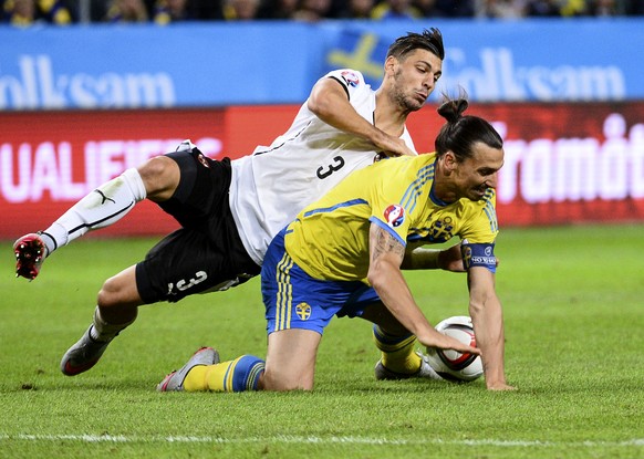 Dragovic im Duell mit Schwedens Zlatan Ibrahimovic.